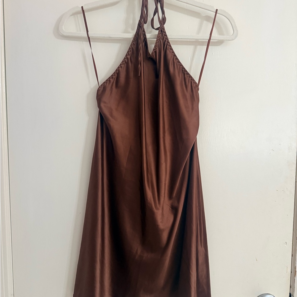 Free People Intimately FP satin halter mini dress